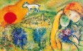 Amantes bajo el sol contemporáneo Marc Chagall
